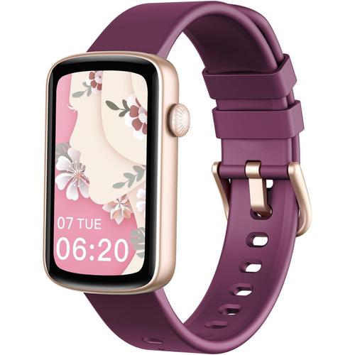 Montre Connectée Femme Montre Sport Bracelet Connecté Podometre Cardiofrequencemetre Oxymetre Trackers D'activité Smartwatch Etanche Ip68 Pour Android Ios Notification Sms/Appel Violet