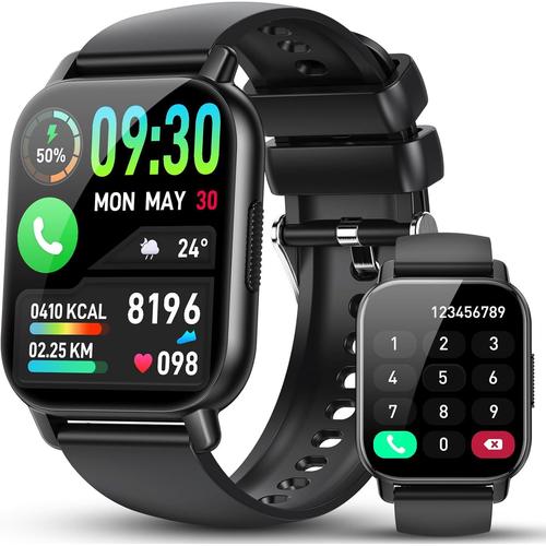 Montre Connectée Homme Femme Avec Appel Bluetooth, 1.85"" Hd Smartwatch, Montre Connectee Sport Etanche Ip68, 112 Modes Sportifs Avec Podometre/Cardiofrequencemetre/Moniteur De Sommeil Pour Android/Ios