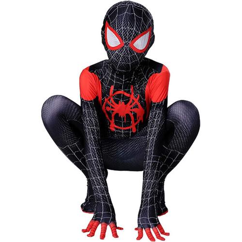 Costume Spiderman Avengers Miles Morales Cosplay Combinaison Unisexe Super-Héros Pour Halloween Fête Costumée Lycra Spandex Zentai (Enfants/M/120 Cm, Miles Morales)