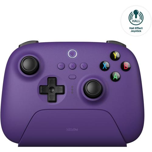 8bitdo Ultimate 2.4g Manette Sans Fil, Joystick À Effet Hall, Manette De Jeu Avec Station De Chargement Compatible Avec Apple, Pc, Android, Steam Deck, Raspberry Pi(Violet)