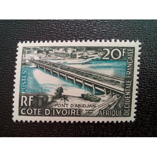 Timbre Afrique Occidentale Française Cote D'ivoire Yt 65 Inauguration Du Pont D'abidjan 1958 ( 040604 1 )