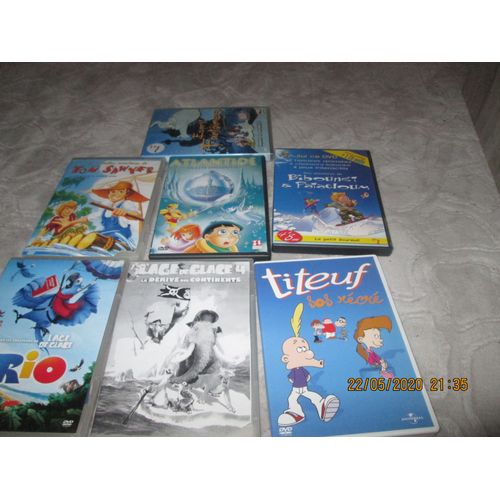 Lot De 7 Dvd Dessin Animé Rio, L'age De Glace , Titeuf, Esprit Fantômes, Tom Sawyer,.....