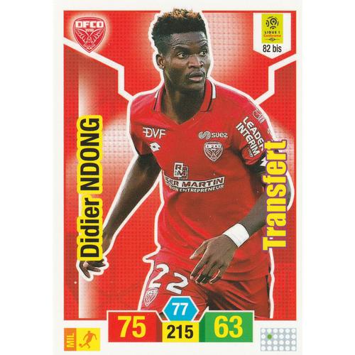 Carte Panini Foot - Adrenalyn Xl 2019 / 2020 - 82 Bis - Didier Ndong - Dijon - Transfert