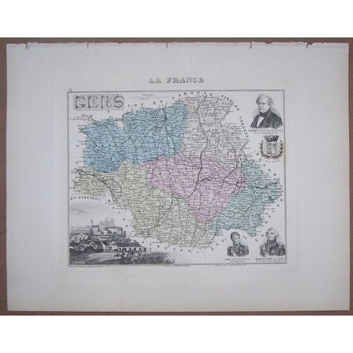 Gravure Du Departement Du Gers . Atlas Migeon 1886