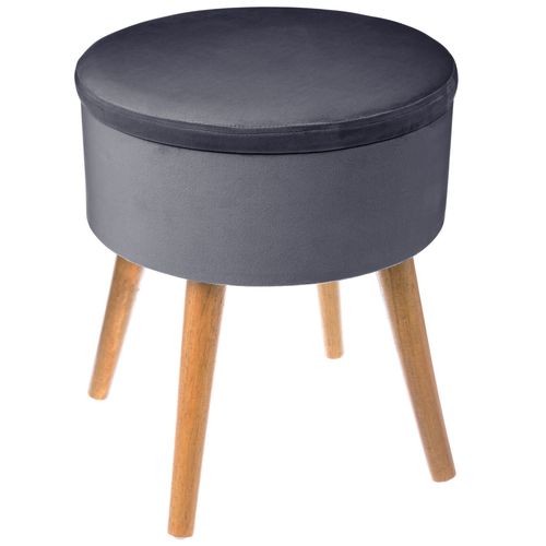 Tabouret Coffre En Velours Tess - H. 44 Cm - Gris Trend