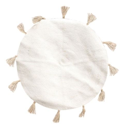 Tapis Rond À Pompons Happy - Diam. 90 Cm - Blanc