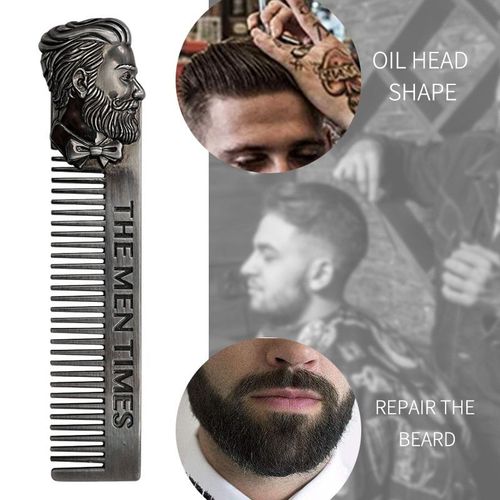 Ages Haute Qualité Cool Hommes Tête Conception Barbe Façonnage Modèle En Acier Inoxydable Barbe Peigne Hommes Huile Tête Forme Cheveux Barbe Outil À Couper 