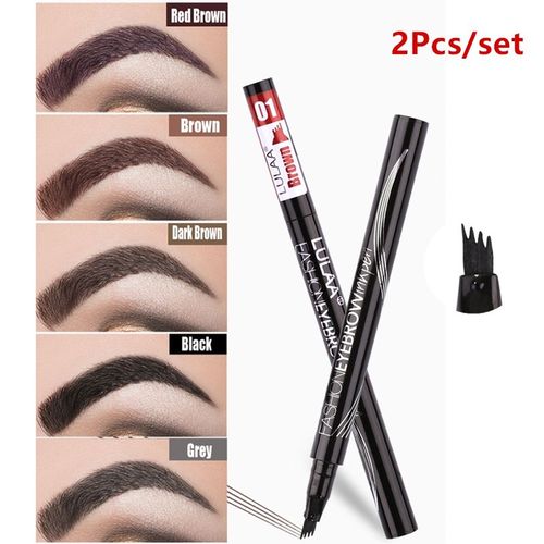Ages Lulaa 2 Pièces Naturel Microblading Sourcil Tatouage Stylo 4 Fourchettes Fine Croquis Étanche Liquide Crayon À Sourcils Cosmétiques Yxl 