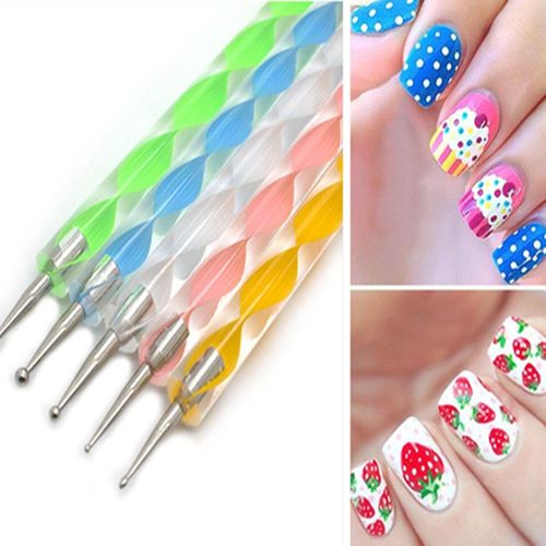 Ages 5 Pièces Bricolage Nail Art Pointillé Peinture Stylo Manucure Ensemble Acrylique Ongles Kit Nail Art Outils Kit Ensemble Pour Ongles Ensemble D'outils Cristal Poudre 