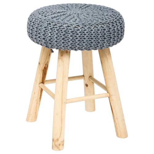 Tabouret Assise Tricot Suzette - H. 43 Cm - Gris