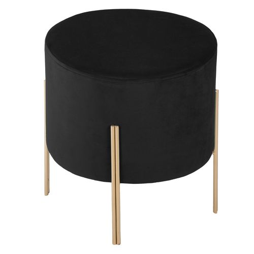 Tabouret Design Velours Art Deco Living - Noir