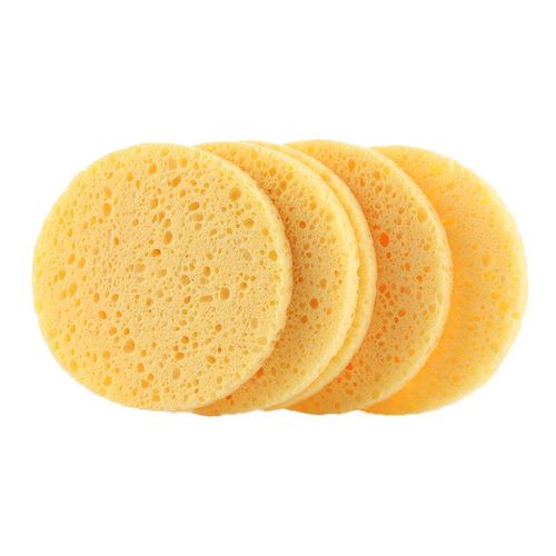 Ages 5 Pièces Visage Rond Démaquillant Outils Naturel Pâte De Bois Éponge Cellulose Compresse Cosmétique Bouffée Éponge De Lavage Du Visage 