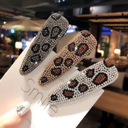 Ages Femme Brillant Cristal Imprimé Léopard Épingles À Cheveux Dames Belles Pinces À Cheveux Filles Bb Clips Barrettes Fille Cheveux Accessoires Cadeau 