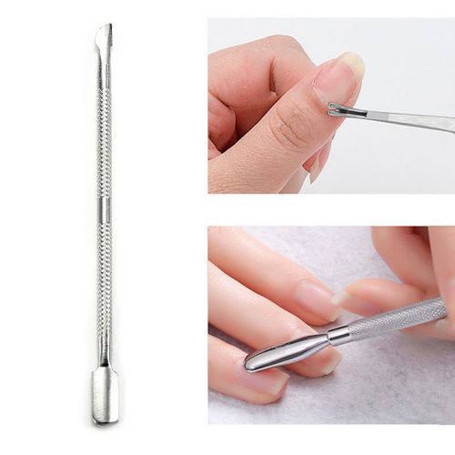 Ages 1pc Double Tête En Acier Inoxydable Ongles Cuticule Poussoir Cuillère Décapant Tondeuse Peau Morte Manucure Pédicure Nettoyant Outil D'ongle 