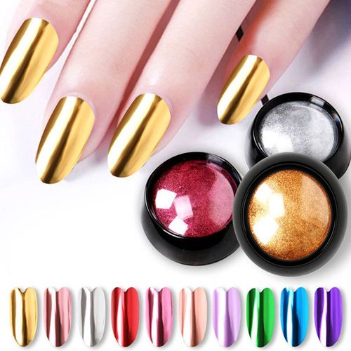 Ages Nail Art Paillettes Miroir Poudre Brillant Chrome Paillettes Brillant Frotter Pigment Poudre Pour Ongles Conception Manucure Miroir Paillettes 0.3g 