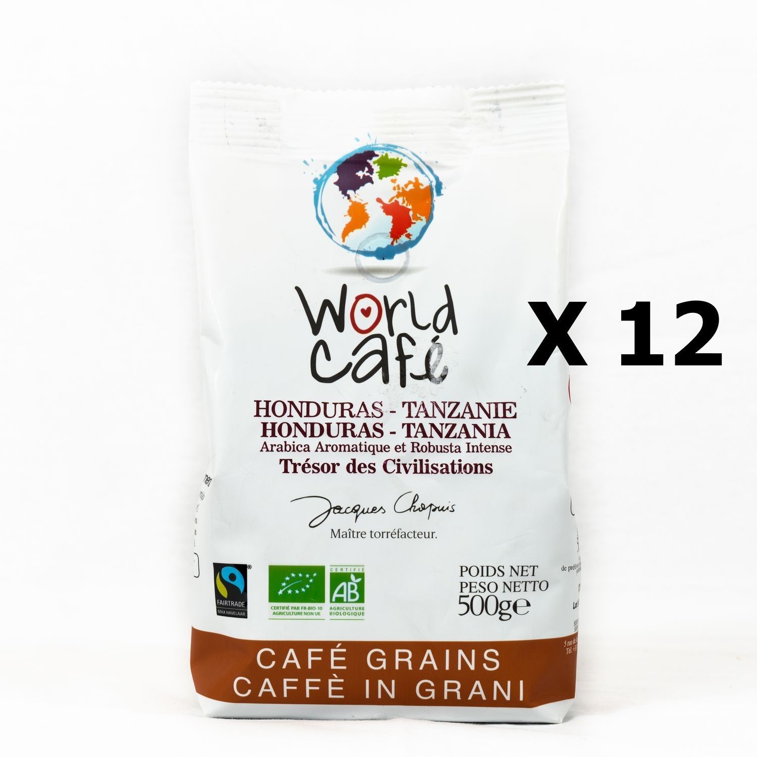 Lot 12x Cafe Grains Bio Honduras Tanzanie World Cafe Jacques Chapuis Paquet 500g Rakuten