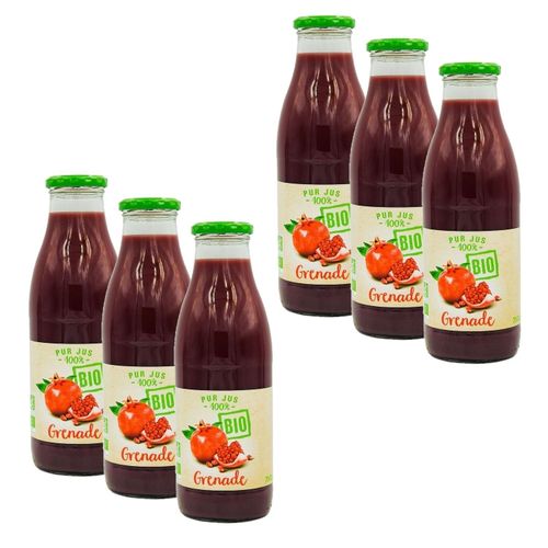 Lot 6x Pur Jus De Grenade Bio - Bouteille 75cl