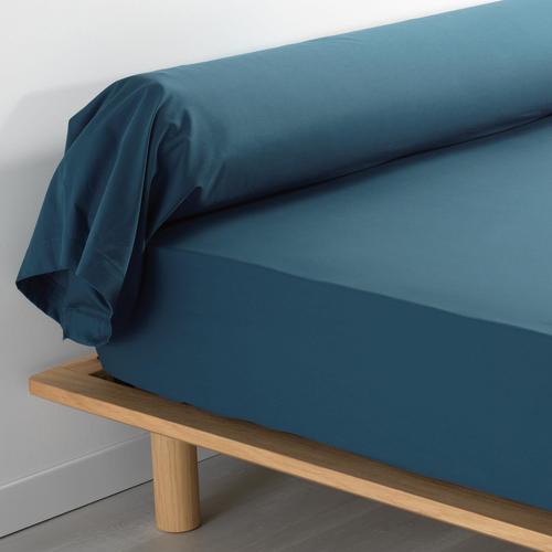 Taie Traversin Coton Percale Bleu