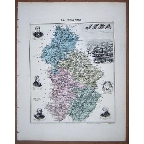 Gravure Du Departement Du Jura . Atlas Migeon 1886