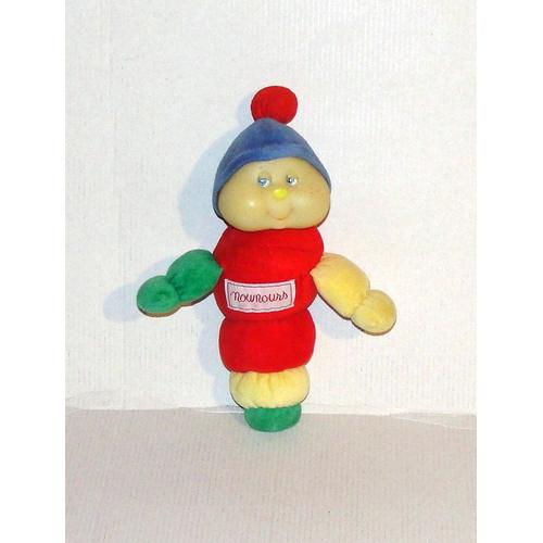 Peluche Toto La Luciole Rouge Vert Jaune Bonnet Bleu Pompom Rouge Vintage Nounours Doudou Chenille Phosphorescent Luminescent 22 Cm