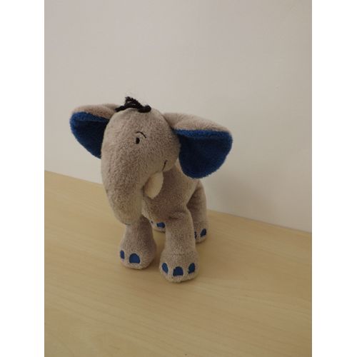 Doudou Peluche Éléphant Gris Bleu Nicotoy