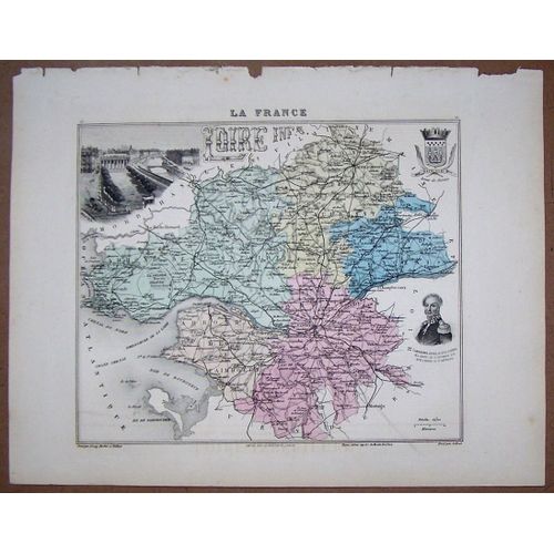 Gravure Du Departement De La Loire Inferieure . Atlas Migeon 1886