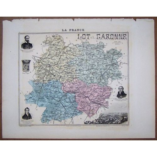 Gravure Du Departement Du Lot Et Garonne . Atlas Migeon 1886