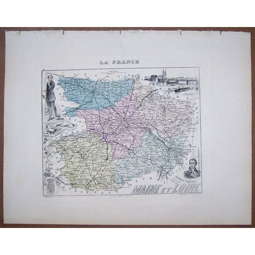 Gravure Du Departement Du Maine Et Loire . Atlas Migeon 1886