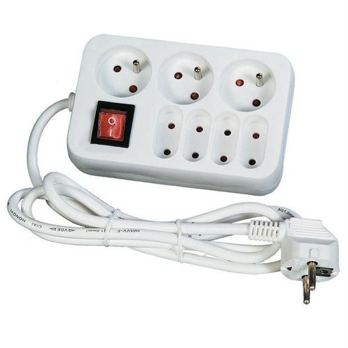 Bloc multiprise blanc 3 prises 16A 2 Poles+terre + 4 prises 6A Generique