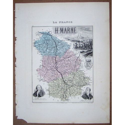 Gravure Du Departement De La Haute Marne . Atlas Migeon 1886