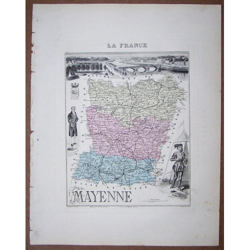 Gravure Du Departement De La Mayenne . Atlas Migeon 1886