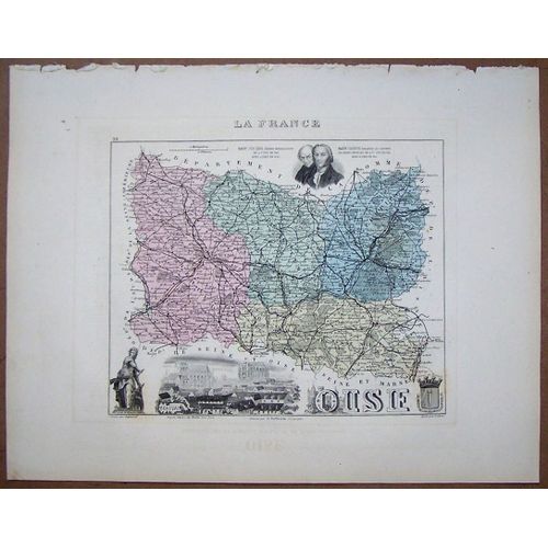 Gravure Du Departement De L' Oise . Atlas Migeon 1886