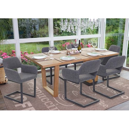 6x Chaise De Salle À Manger Hwc-A50 Ii, Rétro Tissu, Gris