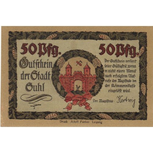 Billet Allemand - 50 Pfennig Suhl 1921