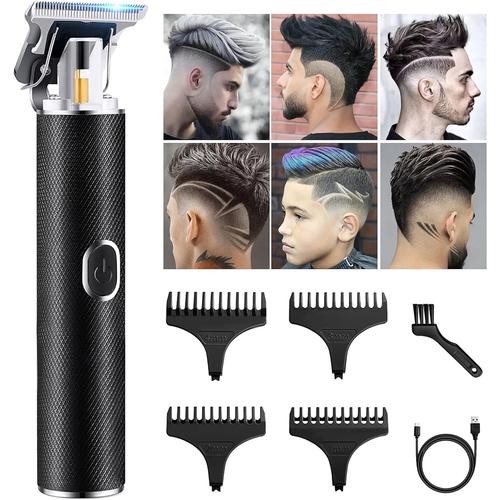 Black Tondeuse À Cheveux,Kits De Tondeuse Cheveux Hommes,Tondeuse À Barbe Avec Chargeur Usb De Type C,Tondeuse De Précision Sans Fil,Avec Un Peigne À 4 Dents,Cadeau Pour La Fête Des Pères