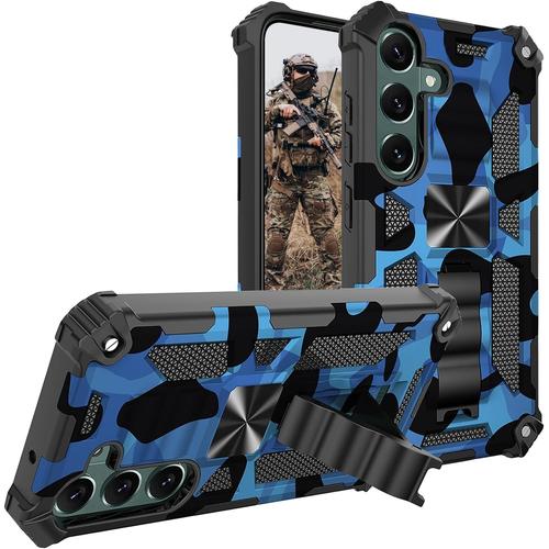 Coque Renforcée Anti-Choc Avec Béquille Pour Samsung A05s - Design Camouflage Militaire, Grade Militaire En Pc - Yh Blue