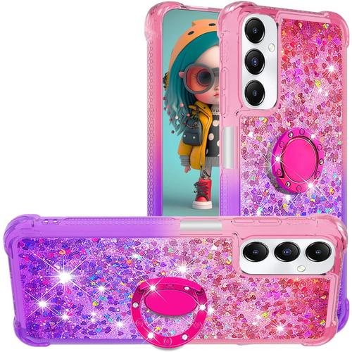 Coque Pour Samsung Galaxy A05s 6.7"" Étui, Fille Personnalisé Liquide Case Glitter Bling Sparkle Floating Silicone Antichoc Tpu Hou