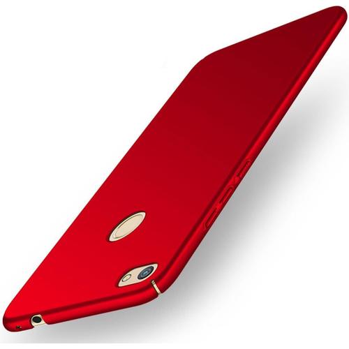 Coque De Protection Huawei P8 Lite 2017 Ultra Fine En Pc Rigide, Anti-Rayures Et Anti-Choc, Soyeux Rouge.