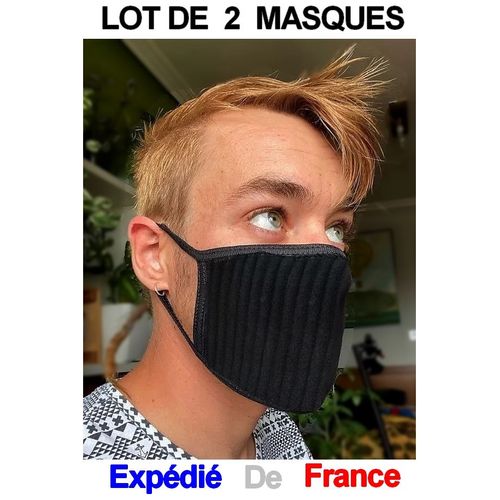 2 Masques Anti Pollution Poussière Pollen Protection Piéton Ville Vélo Moto Masque Style Cyber Asian Visual Kei Harajuku Punk Goth Noir - Lavable - Adulte Mixte (Homme Femme)