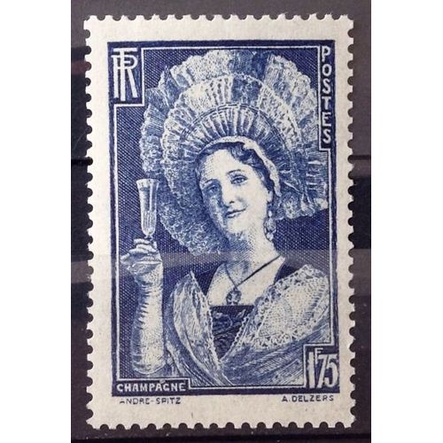 Champenoise 1f75 Outremer (Superbe N° 388) Neuf* - Cote 4,00 - France Année 1938 - N28531