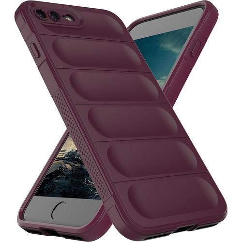 Coque Silicone Résistante Pour Iphone 8 /7 /6s /6 , Toucher Doux, Rouge Vin, Protection Antichoc Intégrale.