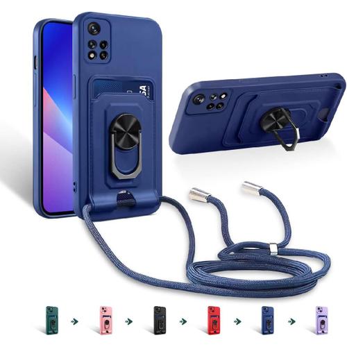 Coque Silicone Avec Lanière Réglable Pour Xiaomi Redmi Note 11 Pro Et 11 Pro Plus - Bleu