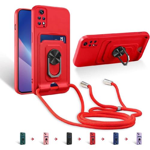 Coque Silicone Avec Cordon Réglable Pour Xiaomi Redmi Note 11 Pro 4g/5g - Rouge