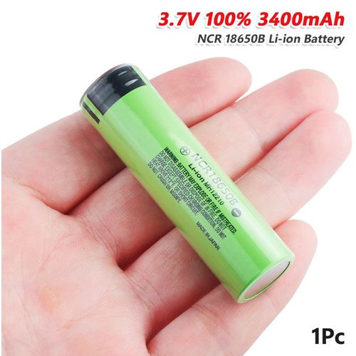 Accu li-ion NCR 18650B 3.7V 3400mAh Panasonic protégé tête bombée