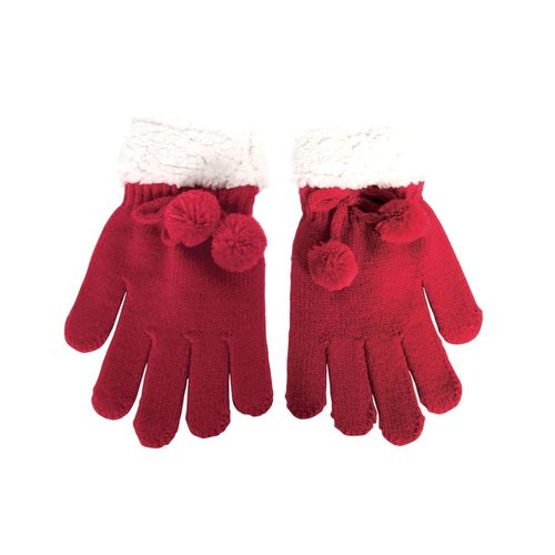 Gants Femme Avec Pompons - Rouge