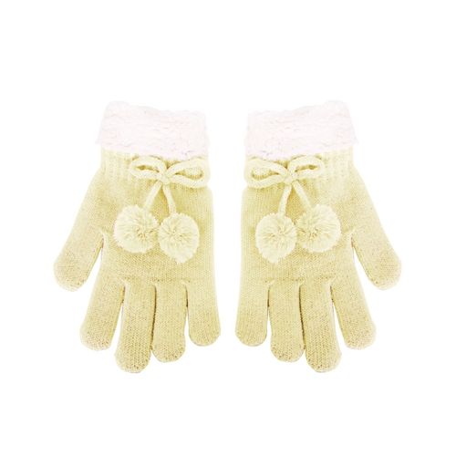 Gants Femme Avec Pompons - Beige