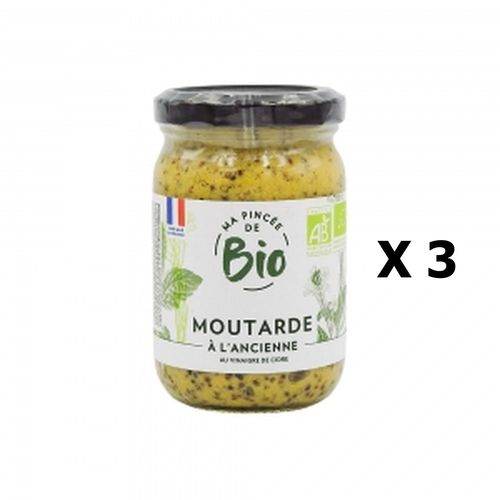 Lot 3x Moutarde À L'ancienne Au Vinaigre De Cidre Bio - Ma Pincée Bio - Pot 200g