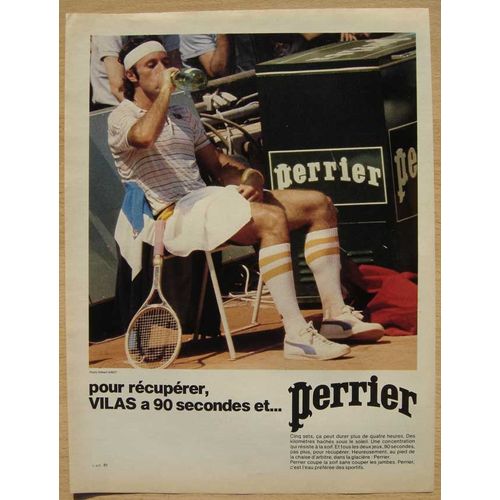 Publicité Papier - Perrier Avec Guillermo Vilas De 1981