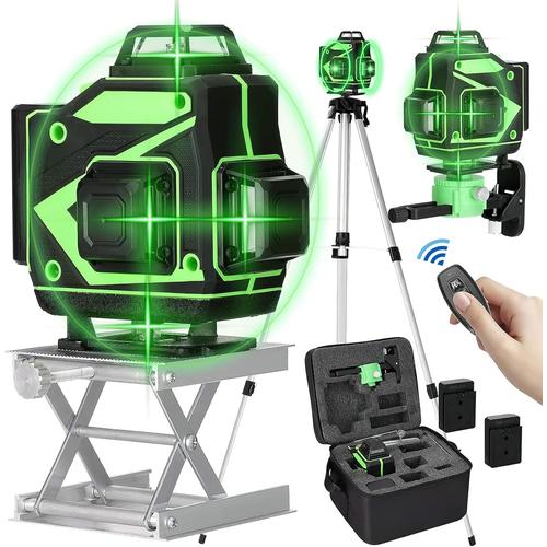 EU Plug with Tripod Stand Niveau Laser¿Multifunctional 16 Lines Laser Level Tool Vertical Horizontal Lines Self-leveling Function with 1.5M Tripod Stand+2pcs Batterie (EU Plug with Tripod Stand)