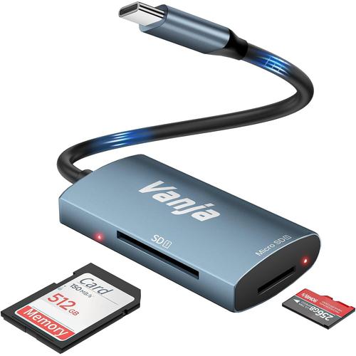 USB Typ C Lecteur de Carte USB Type C SD/Micro SD, Adaptateur de Carte Mémoire Thunderbolt 3 Compatible avec M1, MacBook Pro/Air, iPad Pro, Galaxy pour SDXC, SDHC, MMC, RS-MMC, Micro SDXC/SDHC,